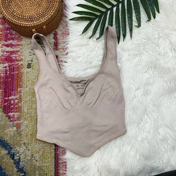 UO Urban Outfitters Out From Under Neutral Seamless Bustier Crop Tank M/L - Picture 1 of 7